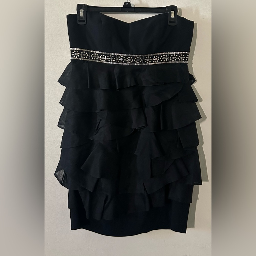 Nicole Miller Black Layered Ruffle Mini Dress